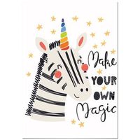 panorama cuadro de aluminio infantil para habitacion zebra magic 70x100 cm