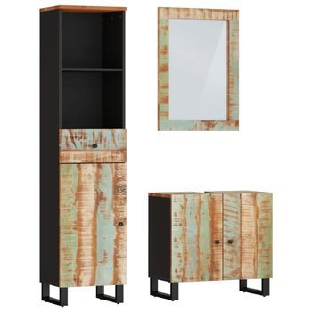 Conjunto De Muebles De Baño 3 Piezas Madera Maciza Reciclada V3983 Unico / Multicolor