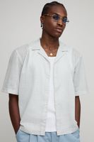 camisa oversize de cuadros micro con solapas azul