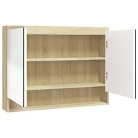 armario de bano  mueble de bano con espejo mdf blanco y roble 80x15x60 cm