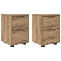 pack 2 uds mesitas de noche  armario de noche  mesa de noche roble artesanal 305 x 30 x 43 cm