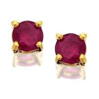 9ct gold ruby solitaire earrings - 3mm - g0219