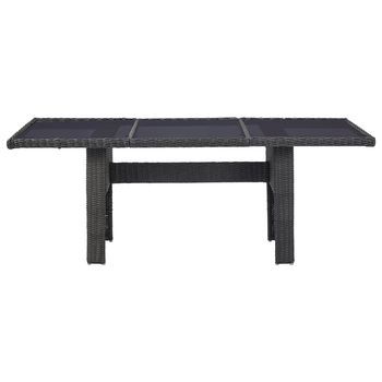 Mesa Comedor Jardín | Mesa De Exterior Vidrio Ratán Sintético Negro 200x100x74 Cm