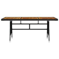 mesa de jardin  mesa de exterior ratan pe y acacia maciza negro 160x70x72 cm