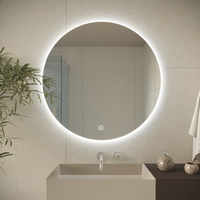 espejo de bano con luz led 70 cm redondo antivaho 3 colores dimmable - lomazoo atlanta