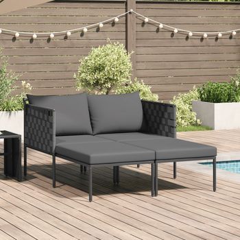 Tumbona Con Cojines Para 2 Personas Anthracite 115x153x69,5 Cm Acero V4412 Unico / Gris
