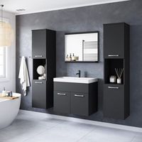 conjunto de muebles de bano montreal xl juego de muebles de bano muebles de bano pequenos lavabo incluido color negro mate