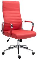 silla de oficina giratoria regulable en cuero autentico rojo