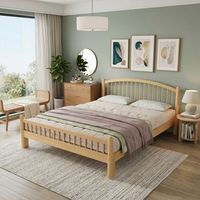 cama de madera maciza 140 x 200 cm con cabecero de rejilla y somier estable