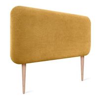 dhome cabecero tapizado en pana con patas redondeado para pared acusticos cabeceros absorbentes cabezal cama dormitorio mostaza 90cm
