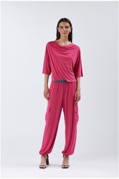 pantalones cargo de punto hot pink
