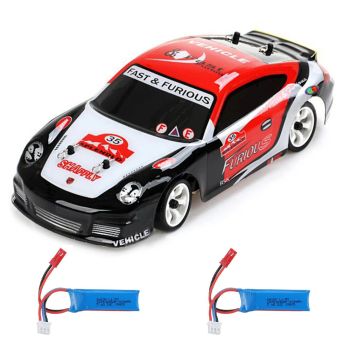 Coche de RC de Cepillado 4WD 2.4G 1/28 de Wltoys K969 Coche de Deriva Dos Baterías 7.4V 400mAh