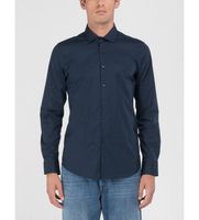 replay para hombre m414000080279a camisa stretch popeline azul m casual algodon clasico manga larga