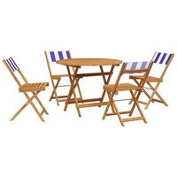 set de comedor de jardin 5 piezas  mueble de jardin tela madera maciza azul blanco
