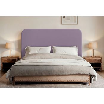 Dhome Cabecero Lila Curvo Con Patas Tapizado En Polipiel 145cm Altura 125cm Para Pared Acústico Absorbente Cabezal Cama Dormitorio (lila, 145cm)