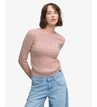 Superdry para mujer. W6110801A Jersey Essentials Cable rosa (L), Casual, Algodón