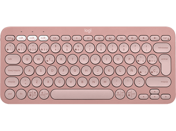 Teclado inalámbrico - Logitech K380S, Bluetooth-USB, Multidispositivo, Multisistema, Teclas programables, de accesos directos, Rosa