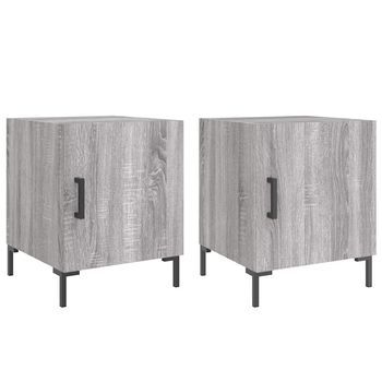 Juego De 2 Mesitas De Noche - Mesillas Madera Ingeniería Gris Sonoma 40x40x50 Cm Mc4534