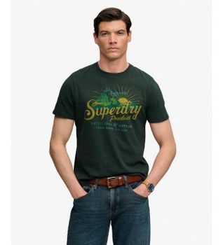 Superdry para hombre. M1012442A Camiseta Outdoors Mountain verde (XL), Casual, Algodón, Manga corta