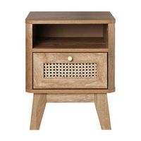 mesita de noche 1 cajon con frente de ratan y 1 nicho l39 cm - palmo