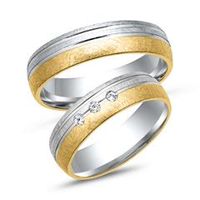 alianzas 14 quilates oro amarillo-blanco 3 diamantes
