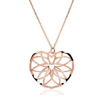 Cadena adorno corazón de plata 925 bañada en oro rosa