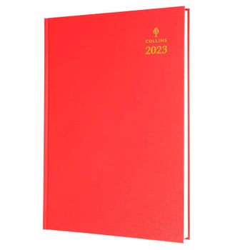 Collins 44 Desk Diary A4 Day To Page 2023 - Red