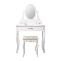 tocador de maquillaje con taburete blanco ml-design