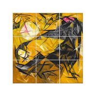 legendarte - panel decorativo multiple gatos - natalia goncharova cm 150x150 9 paneles