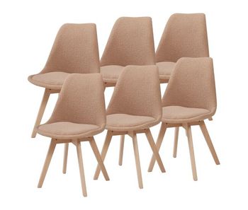 Juego de 6 sillas de comedor fläten estilo escandinavo 82x49x54cm bouclé - topo [en.casa]