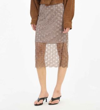 Rotate para mujer. 1156352751 Falda Scallop Sequin Midi marrón (38), Casual, Gris, Poliéster Reciclado