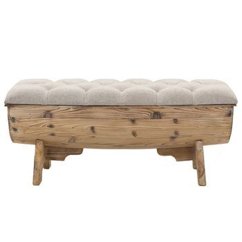 Banco Interior | Banco De Almacenamiento Madera Maciza Y Tela 103x51x44 Cm