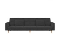 vidaxl sofa cama de 2 plazas con dos almohadas tela gris oscuro