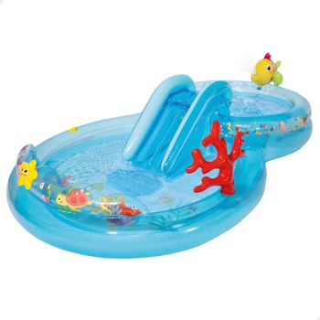 INTEX - Centro juegos hinchable acuático, con tobogán acolchado, piscina hinchable infantil, dispersor de agua y estrella de mar desmontable, peso máximo soportado 81 kg, incluye parche reparación, +2