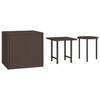 set de 3 uds mesa de centrormesa auxiliarrmesita de centro ratan sintetico marron