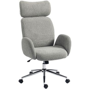 HOMCOM Silla de oficina con reposacabezas ajustable, silla de escritorio ergonómica, función de inclinación, regulable en altura, Gris oscuro
