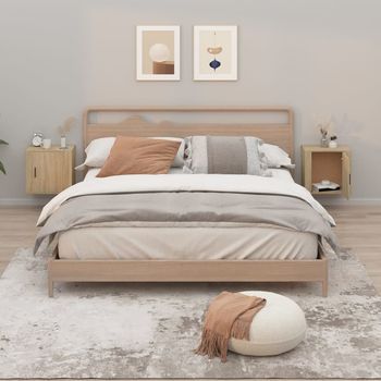Mesitas De Noche De Pared - Mueble De Dormitorio - Madera Contrachapada - Roble Sonoma (50x30x47cm)