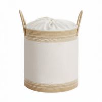 cesto para ropa sucia de 60 l de cuerda de algodon marron y blanco
