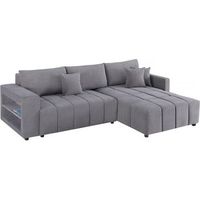 sofa esquinero convertible de 3 plazas en tejido de chenilla - trocadero - gris
