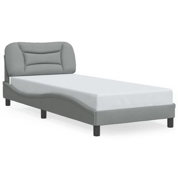 Cama Para Adulto | Cama Individual | Estructura De Cama Con Luces Led Tela Gris Claro 90x190 Cm