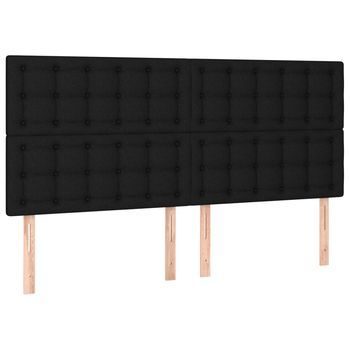Pack 4 Uds Cabeceros Cama | Panel De Cabeceras De Tela Negro 80x5x78/88 Cm