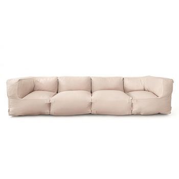Conjunto De Jardín Modular De 4 Plazas Beige En Tejido Repelente Al Agua Praiano