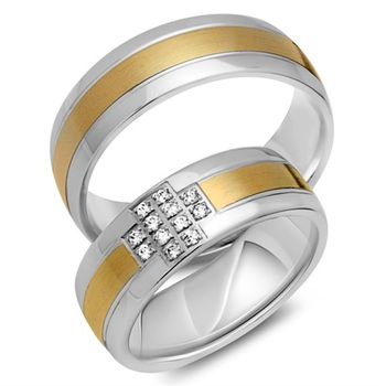 Alianzas 8 quilates oro amarillo-blanco 12 diamantes