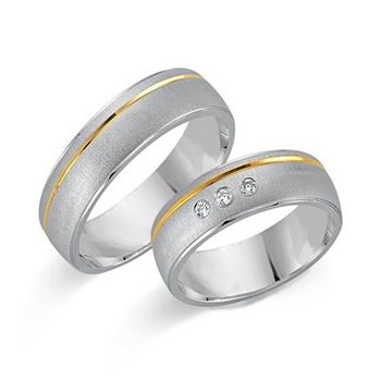 Alianzas 18 quilates oro amarillo-blanco 3 diamantes