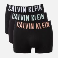 calvin klein 3-pack intense power cotton-blend jersey trunks - s