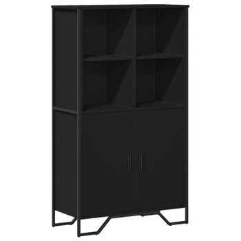 Aparador Alto Madera Ingeniería Negro 79,5x35,5x137,5 Cm