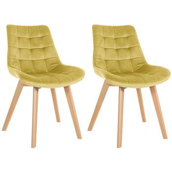 Set De 2 Sillas De Comedor Brook En Terciopelo Amarillo 63x54x84 Cm Clp