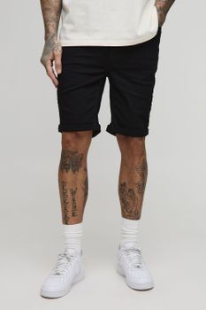 Pantalón Corto Tall Vaquero Pitillo Elástico, Negro