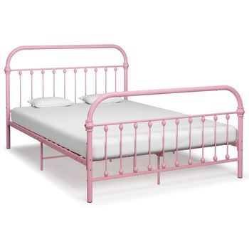 Estructura De Cama Sin Colchón Metal Rosa 140x200 Cm Vidaxl