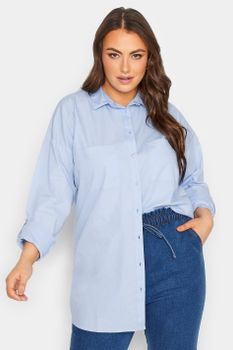 Yours For Good Camisa Algodón Azul Extragrande, Mujer Curvy Y Tallas Grandes, Yours For Good